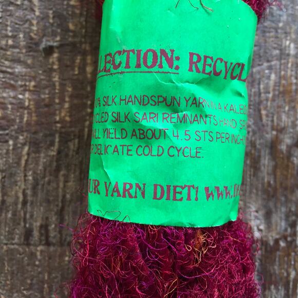 Darn GOod Yarn Lux Adventure Recycled Silk Sari Yarn Cherry Red Multicolor - Picture 6 of 7